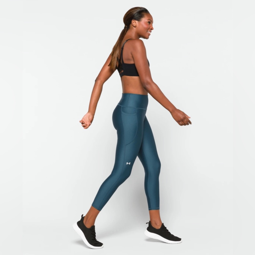 SOLD Under Armour HeatGear Hi Ankle Performance Legging, Teal Green, Size Large